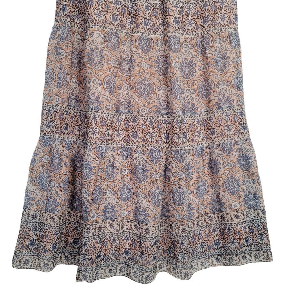 Joie Size S Skirt Silk Tiered Flowy Pastel Floral Lined Maxi Long Peach Blue - Picture 6 of 8